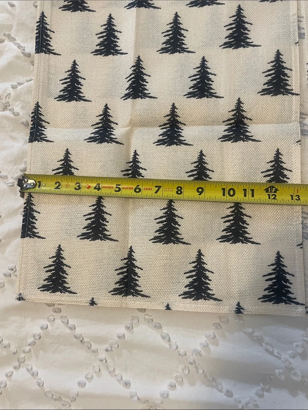 Neutral table Runner with Black Pine Tree Print 72 X 13
